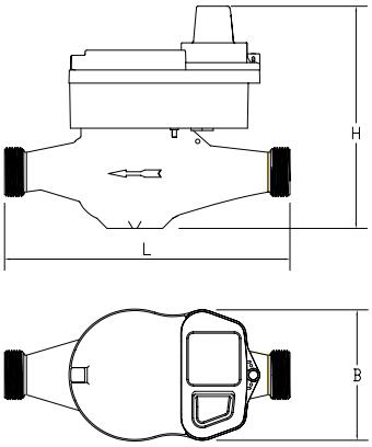 NB-IoT無線遠傳水表外形尺寸圖1